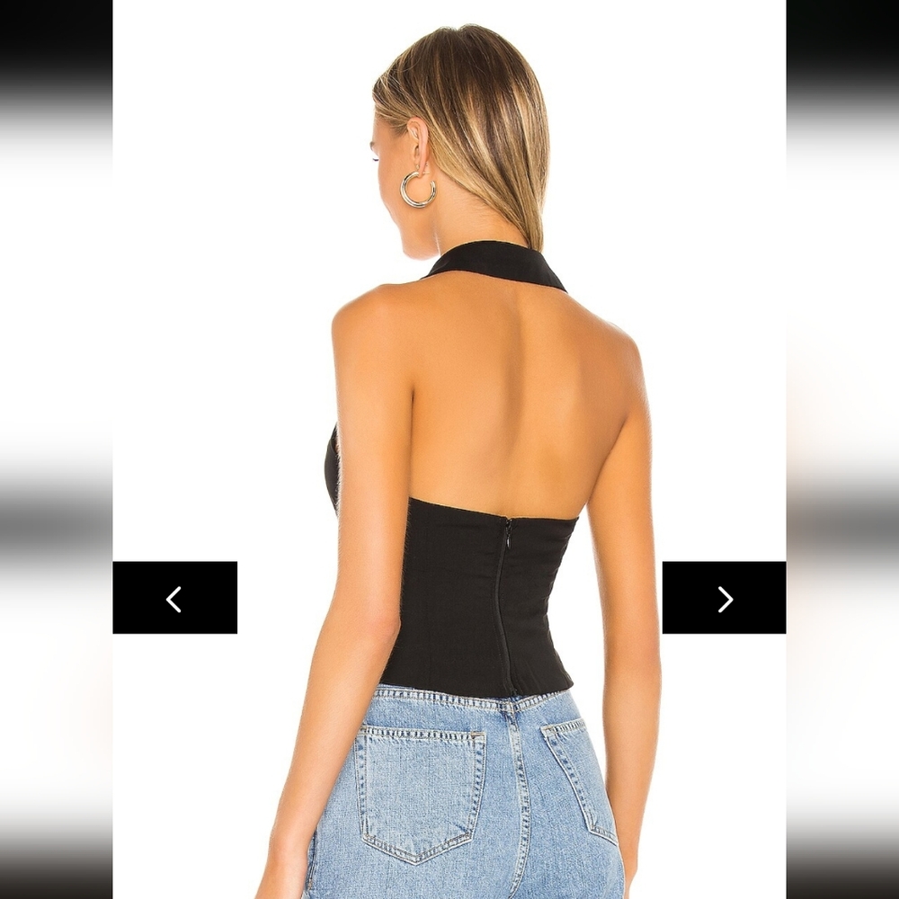 Superdown London Black Ruched Front Halter Tank Top Medium Whimsigoth - Picture 2 of 8